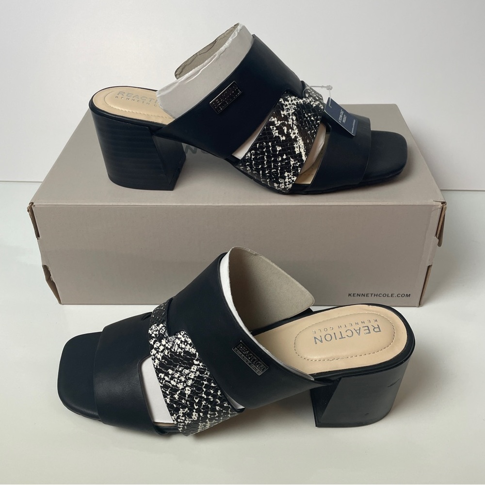 Block Heeled Mules With Open Toe KENNETH COLE REACTION LABEL Size 8